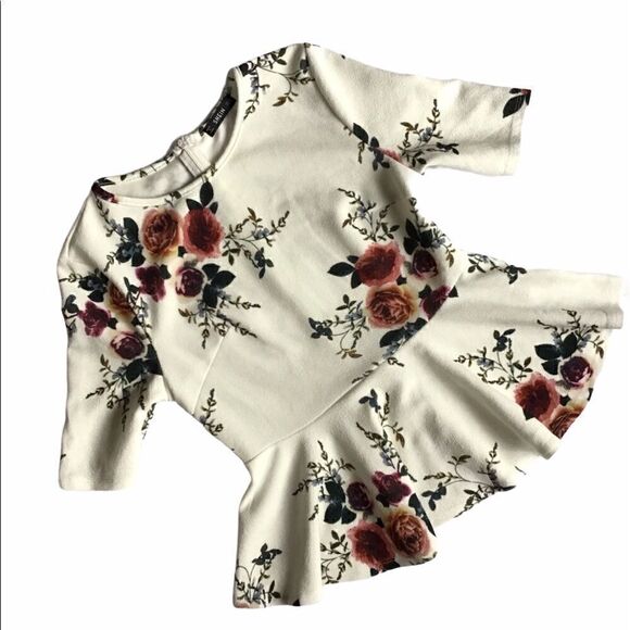 Shein Zipper Back Floral Peplum Top - Picture 1 of 6